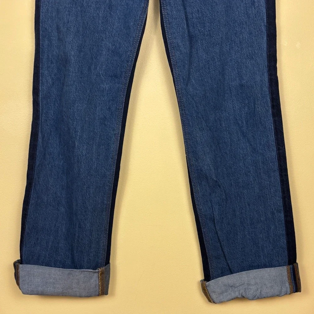 FRAME Le Jane Contrast Patchwork Jeans Indigo Women Size 26 Denim High Rise - Picture 10 of 16